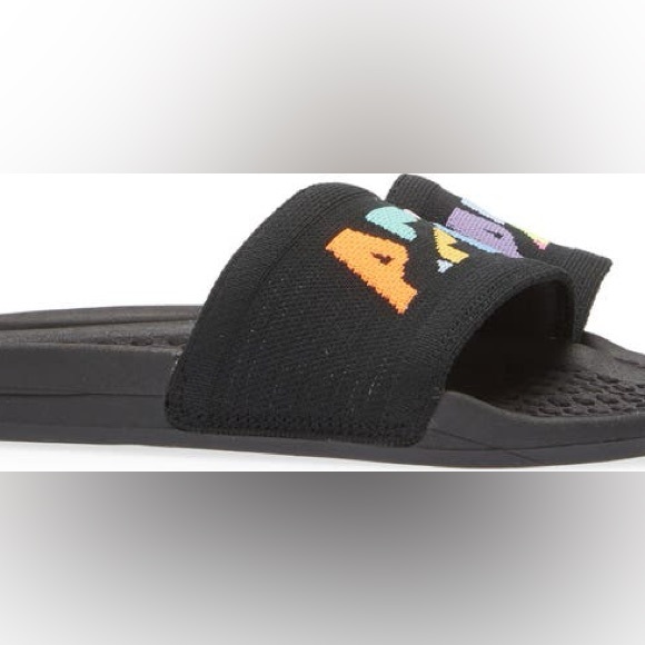 APL TechLoom Knit Sport Slides Black Multicolor Big Logo comfy Sandals NIB 6 - Picture 7 of 11